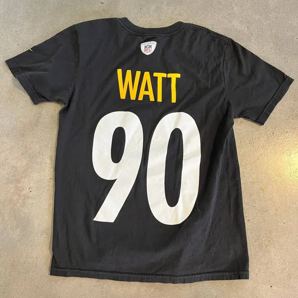 Nike NFL Pittsburg Steelers TJ Watt 90 football jersey black tee youth boys Med